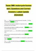 Texas DMV motorcycle license test &vert; Questions and Correct Answers &vert; Latest Update 2024&sol;2025
