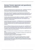 Human Factors &lpar;general oral questions&rpar;  Questions & Answers