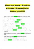 Motorcycle license &vert; Questions and Correct Answers &vert; Latest Update 2024&sol;2025