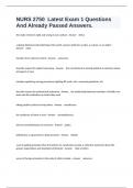 NURS 2750  Latest Exam 1 Questions And Already Passed Answers&period;