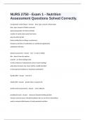  NURS 2750 - Exam 1 - Nutrition Assessment Questions Solved Correctly&period;