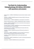 Test Bank for Understanding Pathophysiology 6th Edition 2023&sol;2024 with questions and answers