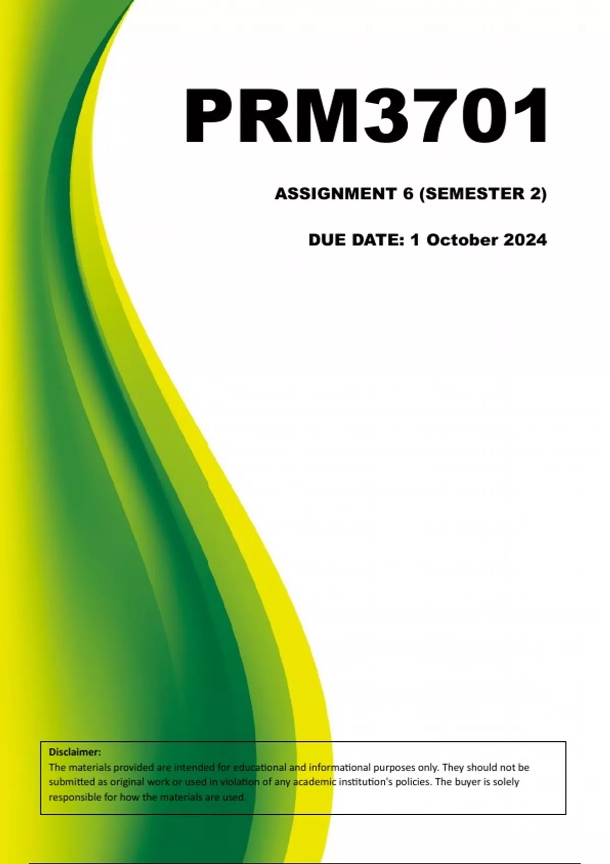 Prm7001 Assignment Examples PRM3701 Assignment 6 (COMPLETE ANSWERS) Semester 2 2024 (705306) - DUE ...