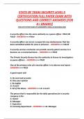 STATE OF TEXAS SECURITY LEVEL II CERTIFICATION FULL PAPER EXAM WITH QUESTIONS AND CORRECT ANSWERS &lbrack;FOR A&plus; GRADES&rsqb;