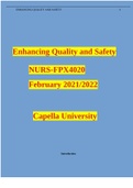 Enhancing Quality and Safety NURS-FPX4020 Capella University February 2021/2022
