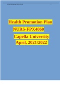 Health Promotion Plan NURS-FPX4060 Capella University April, 2021/2022