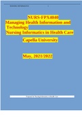 NURS-FPX4040 Managing Health Information and Technology Nursing Informatics in Health Care Capella University May&comma; 2021&sol;2022