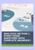 WGU D352 SECTION 1 STUDY GUIDE QUESTIONS WITH COMPLETE ANSWERS&excl;&excl;