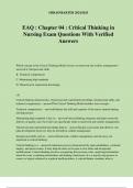 EAQ &colon; Chapter 04 &colon; Critical Thinking in Nursing Exam Questions With Verified Answers