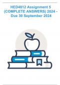 HED4812 Assignment 5 &lpar;COMPLETE ANSWERS&rpar; 2024 - DUE 30 September 2024