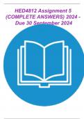 HED4812 Assignment 5 &lpar;COMPLETE ANSWERS&rpar; 2024 - DUE 30 September 2024  UNISA SA