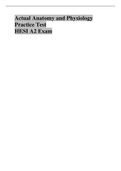 Hesi A2 Anatomy and Physiology Practice Tests Solution guide, Latest Spring 2022.