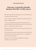 Final exam- Vermont life and health Questions With 100&percnt; Verified Answers