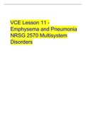 VCE Lesson 11 - Emphysema and Pneumonia NRSG 2570 Multisystem Disorders&period;