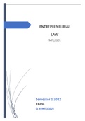 2022 JUNE Exam ANSWERS - Entrepreneurial Law MRL2601