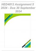 HED4812 Assignment 5 &lpar;COMPLETE ANSWERS&rpar; 2024 - DUE 30 September 2024