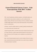General Financial Literacy Course &ndash; Utah Exam Questions With 100&percnt; Verified Answers