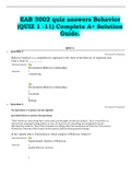 EAB 3002 QUIZ BANK (Quiz 1-11) + MIDTERM EXAM, Behavior Answers, Complete A+ Solution Guide.