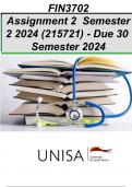 FIN3702 Assignment 2 &lpar;COMPLETE ANSWERS&rpar; Semester 2 2024 &lpar;215721&rpar;- DUE 30 September 2024 &semi;100&percnt; solutions and explanations &lpar;unisa &rpar; the best study guides&comma; study notes and summaries &commat;Unisa assignment answers STUVIA download pdf