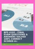 BPS 4102 - FINAL EXAM QUESTIONS & ANSWERS SOLVED 100&percnt; CORRECT SCORED A&plus;
