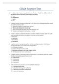 CERTIFIED CLINICAL MEDICAL ASSISTANT  (CCMA )Practice Test [Answer Key!!!]