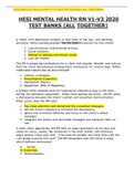 HESI MENTAL HEALTH RN V1-V3 2020 TEST BANKS &lpar;ALL TOGETHER&rpar; GRADED A PLUS