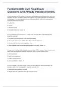 Fundamentals CMS Final Exam Questions And Already Passed Answers&period;