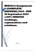 HED4812 Assignment 5 &lpar;COMPLETE ANSWERS&rpar; 2024 - DUE 30 September 2024 &semi;100- TRUSTED workings
