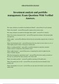 Investment analysis and portfolio management&period; Exam Questions With Verified Answers&period;