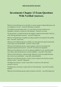 Investments Chapter 13 Exam Questions With Verified Answers&period;