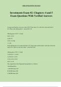 Investments Exam &num;2&colon; Chapters&colon; 4 and 5 Exam Questions With Verified Answers