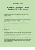 Investments Final Chapter 12 Exam Questions With Verified Answers&period;