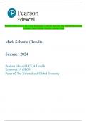 Pearson Edexcel GCE A Level In Economics A &lpar;9EC0&rpar; Paper 02 The National and Global  Economy Mark Scheme &lpar;Results&rpar; Summer 2024
