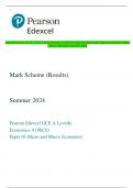 Pearson Edexcel GCE A Level In Economics A &lpar;9EC0&rpar; Paper 03 Micro and Macro Economics Mark  Scheme &lpar;Results&rpar; Summer 2024