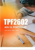 TPF2602 Assignment 51 PORTFOLIO &lpar;COMPLETE ANSWERS&rpar; 2024&period;pdf - &semi;University Of South Africa UNISA ASSIGNMENT ANSWERS