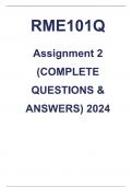 RME101Q Assignment 2 &lpar;COMPLETE ANSWERS&rpar; 2024&period;pdf - &semi;University Of South Africa UNISA ASSIGNMENT ANSWERS