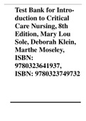 Test Bank for Introduction to Critical Care Nursing, 8th Edition, Mary Lou Sole, Deborah Klein, Marthe Moseley, ISBN: 9780323641937, ISBN: 9780323749732
