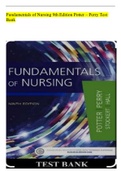 Fundamentals of Nursing 9th Edition Potter – Perry Test Bank All Chapters Complete Q& A with answer rationale ( A very reliable study guide)Updated Version