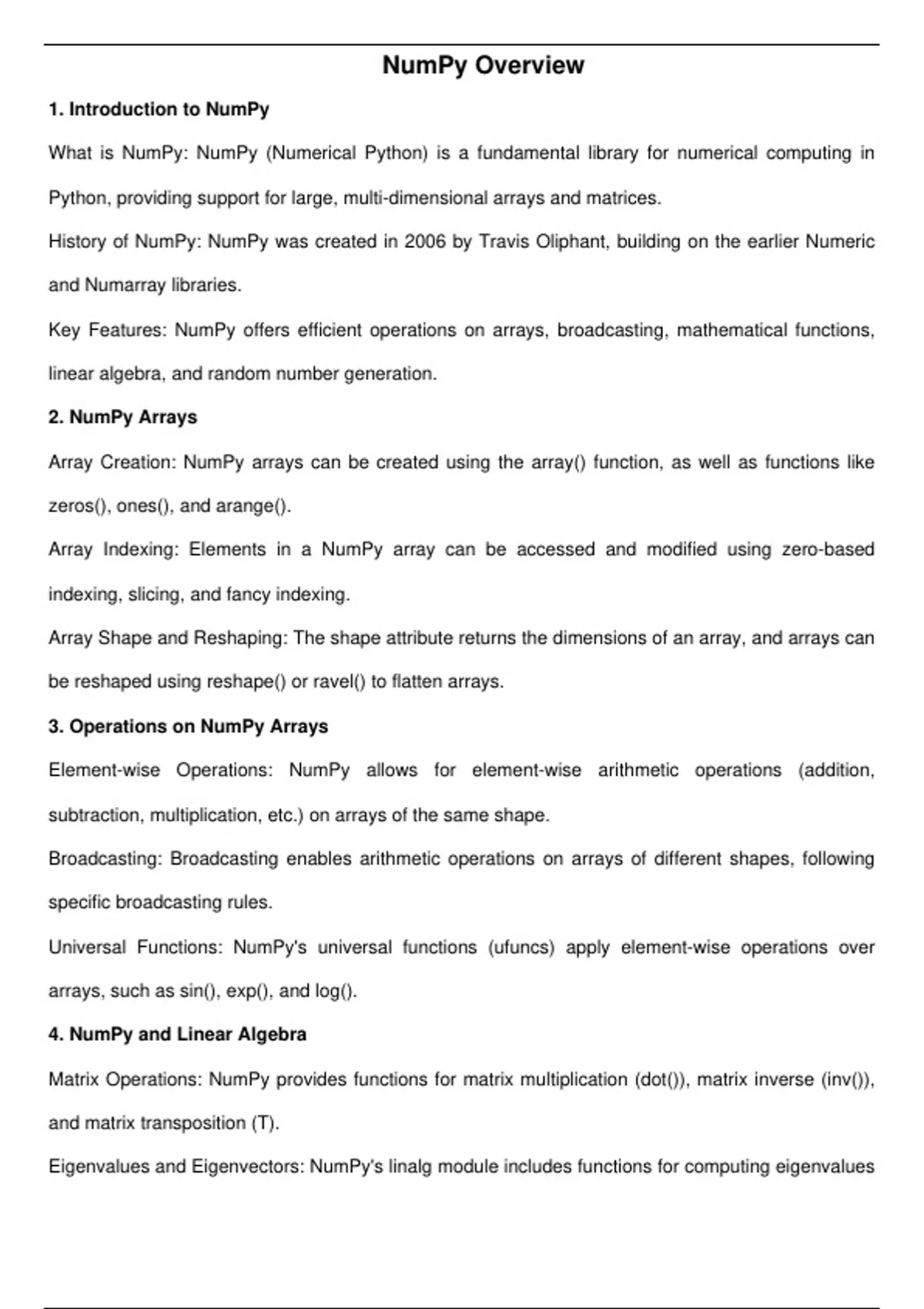 Summary NumPy: Comprehensive Notes, Cheat Sheets, and Study Guide ...