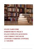 STATE FARM FIRE INDEPENDENT POLICY EXAM COMPLETE QUESTIONS AND CORRECT DETAILED ANSWERS &lpar;VERIFIED ANSWERS&rpar;  A&plus; GRADED