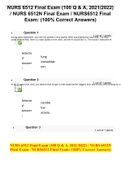 NURS 6512 Final Exam &lpar;100 Q & A&comma; 2021&sol;2022&rpar; &sol; NURS 6512N Final Exam &sol; NURS6512 Final Exam&colon; &lpar;100&percnt; Correct Answers&rpar; 