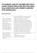 ATI NURSING CARE OF CHILDREN 2024 EXAM LATEST UPDATE FORM B SEP 2024 EXAM REAL EXAM QUESTIONS AND CORRECT ANSWERS WITH RATIONALES &vert;
