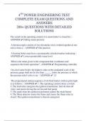 4TH  POWER ENGINEERING TEST  COMPLETE EXAM QUESTIONS AND  ANSWERS  200&plus; QUESTIONS WITH DETAILED  SOLUTIONS 