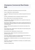 Champions Commercial Real Estate- SAE questions and answers graded A&plus;  2024&sol;2025