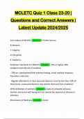MCLETC Quiz 1 Class 23-20 &vert; Questions and Correct Answers &vert; Latest Update 2024&sol;2025