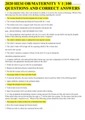 2020 HESI OB&sol;MATERNITY V 1 &vert;100 QUESTIONS AND CORRECT ANSWERS