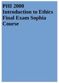 PHI 2000 Introduction to Ethics Final Exam 2022