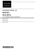 INTERNATIONAL AS BIOLOGY BL02 (9610) Unit 2 Biological Systems and Disease Mark scheme