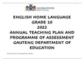 ENG1501 ENGLISH HOME LANGUAGE GRADE 10 2022 ANNUAL TEACHING PLAN AND PROGRAMME OF ASSESSMENT.