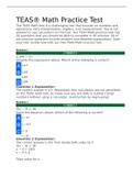 TEAS® Math Practice Test with correct answers